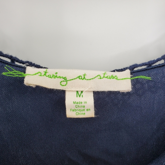 UO Staring At Stars Blue Crochet Boho Dress Tiered - Picture 4 of 6